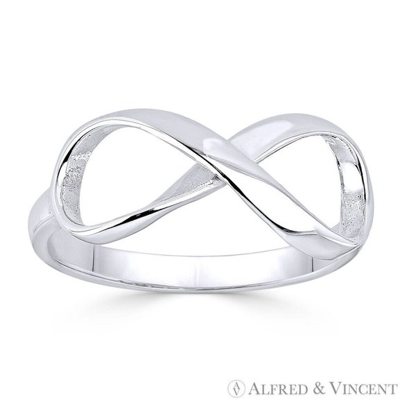 Infinity Symbol / Figure 8 Charm Stackable Ring in .925 Sterling Silver - Sz. 10 - Picture 1 of 1